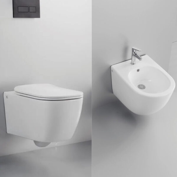 Set Sanitari: Vaso e Copri WC Serie A + Bidet Serie Q